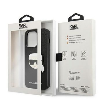 KARL LAGERFELD Handyhülle Case iPhone 14 Pro Figur Kunstleder schwarz