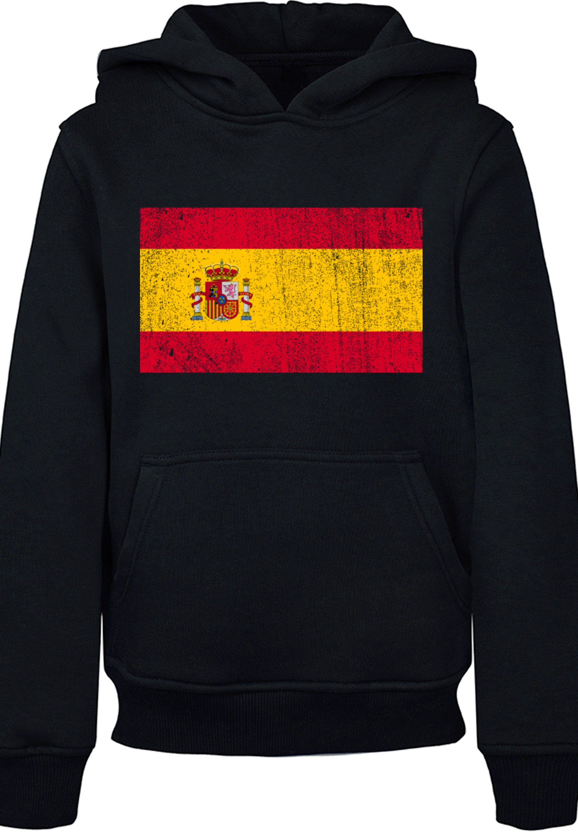 Spain distressed Flagge Spanien schwarz Kapuzenpullover Print F4NT4STIC