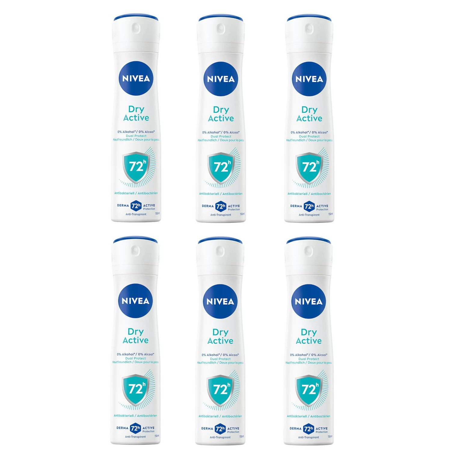 Deo-Spray Deodorant Dry Active Deo Spray, 6x 150ml