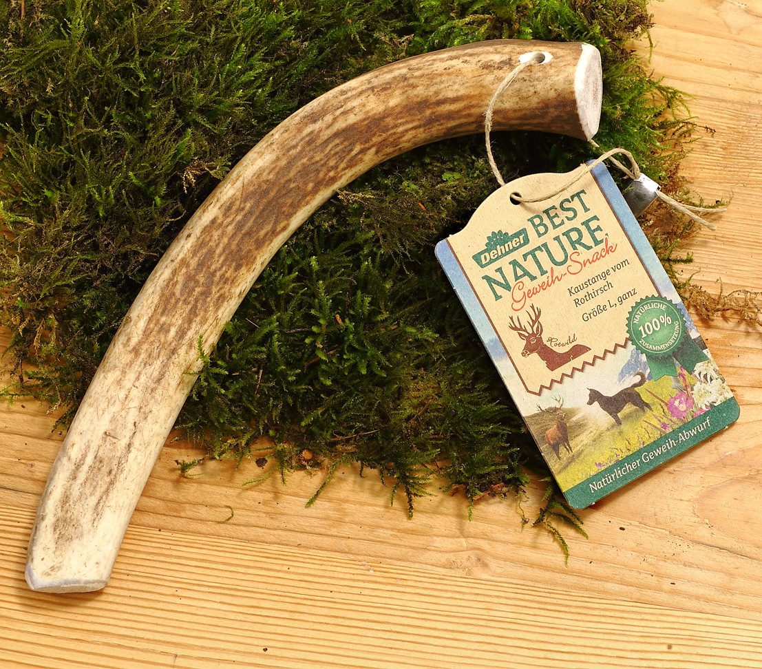 Dehner Kauspielzeug Best Nature Hundesnack Rothirsch-Geweih, Kaustange in versch. Größen, reich an Mineralstoffen, stärkt die Zahngesundheit