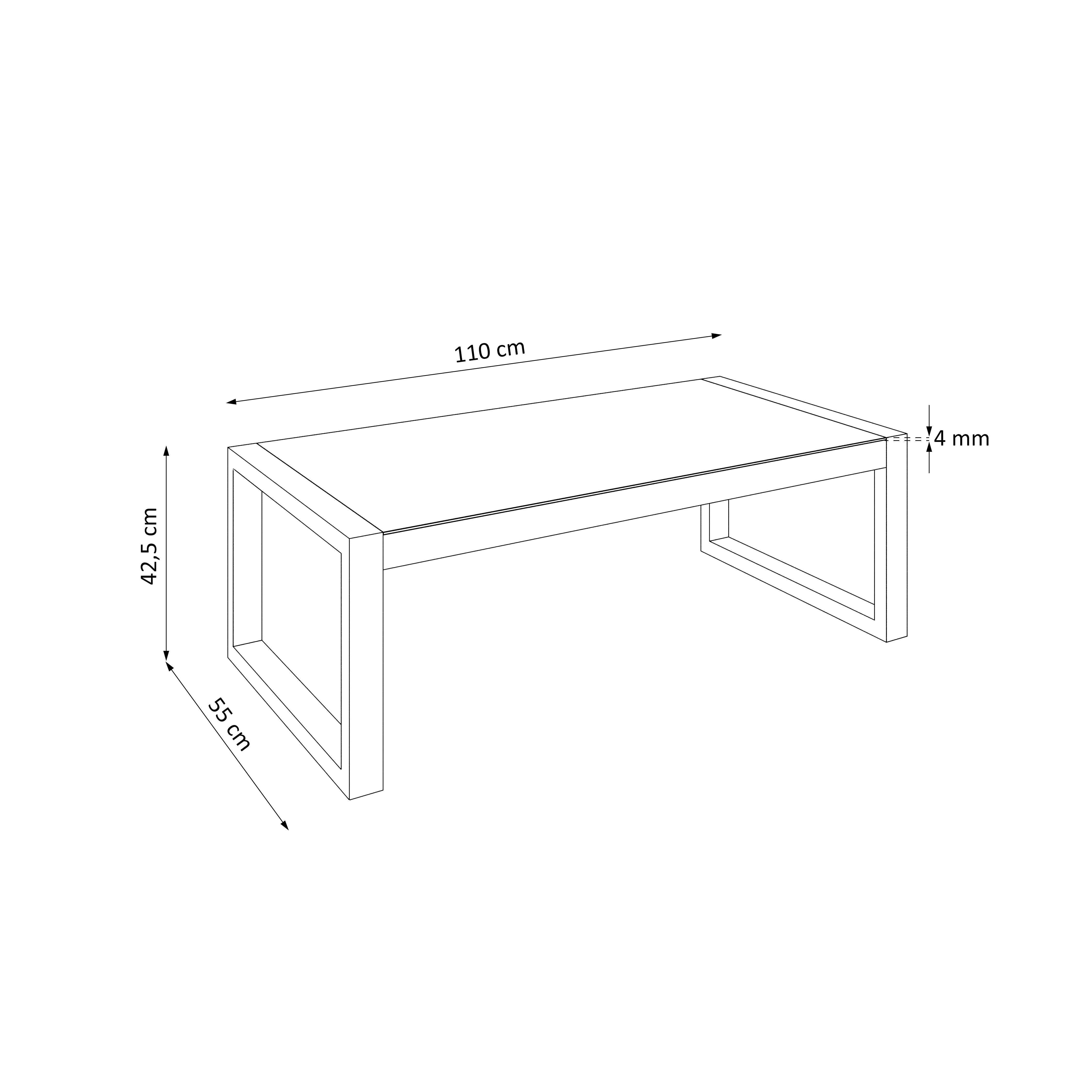 Design Möbel Gartentisch SOLAR Garten-Couchtisch 110 × 55 cm