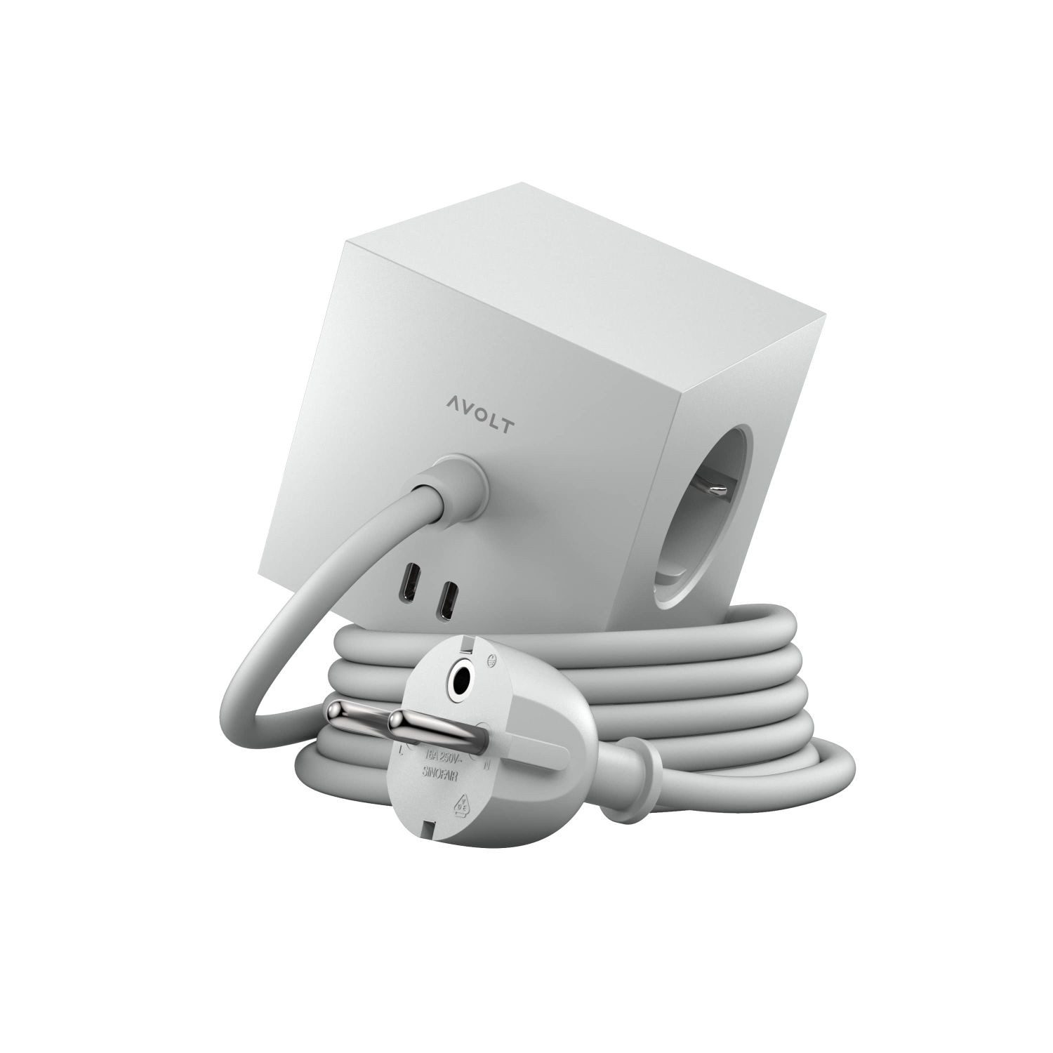 AVOLT Square 1 USB-C & Magnet Grau Mehrfachsteckdose 3-fach (USB-Anschlüsse, Kabellänge 1,8 m)