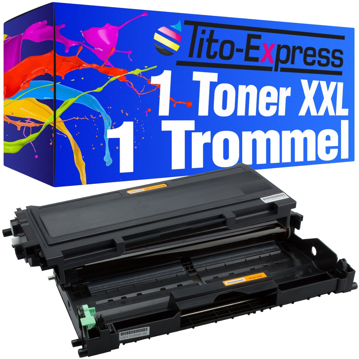 Tito-Express Tonerpatrone 2er 1x Trommel), Fax2820 Brother DR-2000, Black, 1x TN-2000 DCP-7025 ersetzt Fax2825 DCP-7010 DCP-7020 DCP-7010L Set für (Vorteilspack, & Fax2820ML