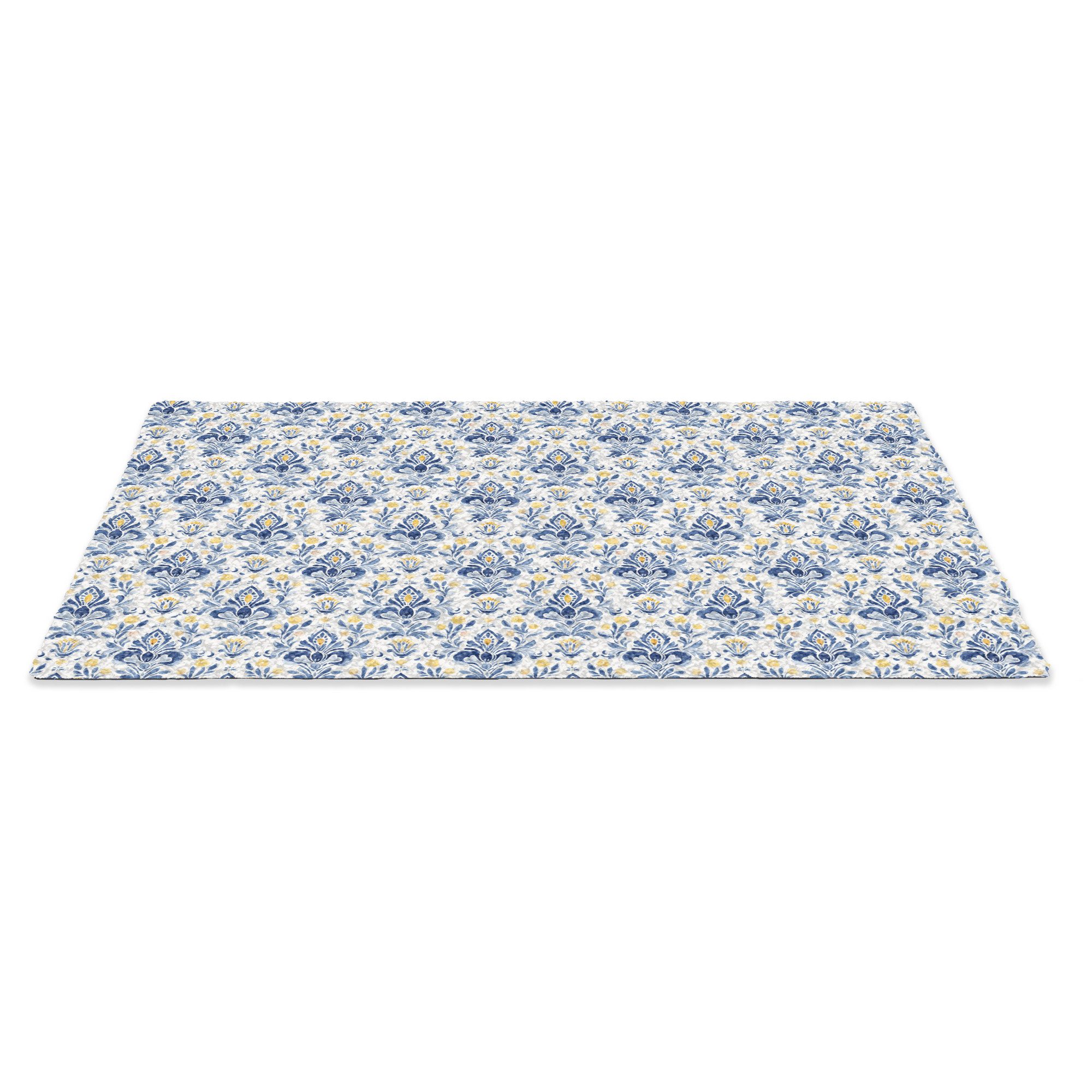 MuchoWow Fußmatte Patroon - Bloem - Blauw - Geel, Rechteckig, innen Schmutzfangmatte, Tür, Schmutzfänger Flur, Teppich 60x40 cm