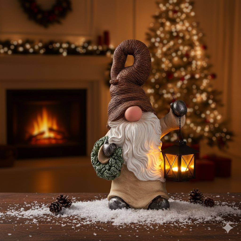 Dragimex Dekofigur Schneemann oder Wichtel mit Metall-Laterne – frostsicher günstig online kaufen