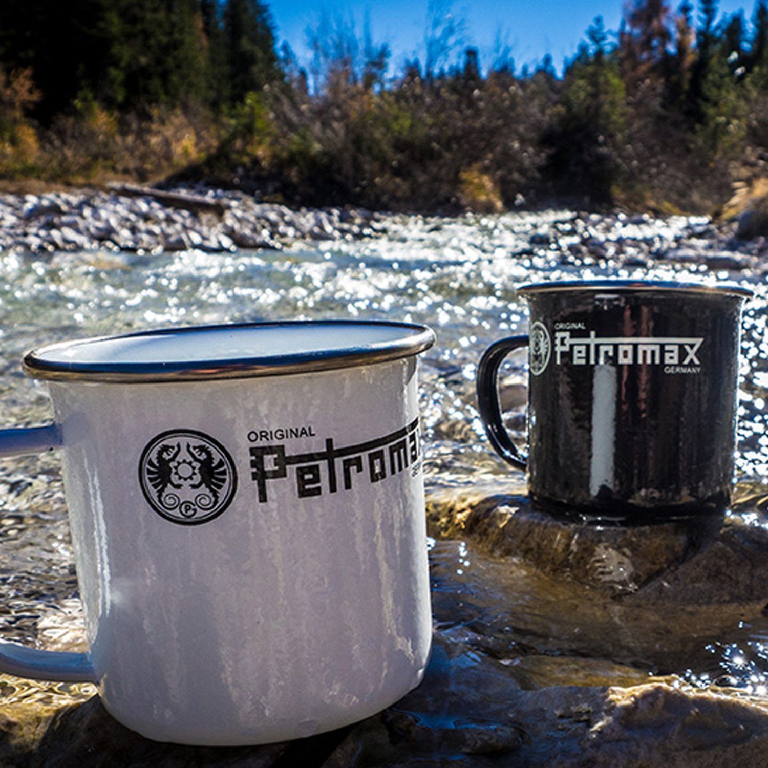 Petromax Perkolator Kaffee Set Petromax 2 Emaille + weiß TOUR Becher Camping ON Perkolator