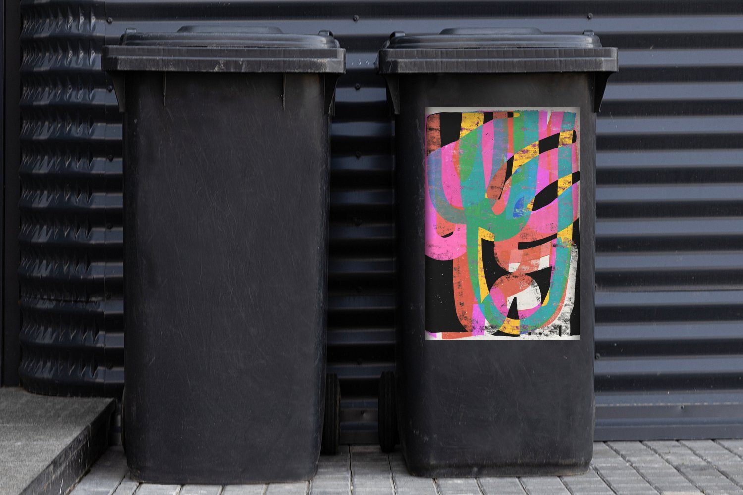 Rosa Container, - Kunst Abstrakt - Mülleimer-aufkleber, - Abfalbehälter Grün Wandsticker Mülltonne, Sticker, (1 Farben St), MuchoWow -