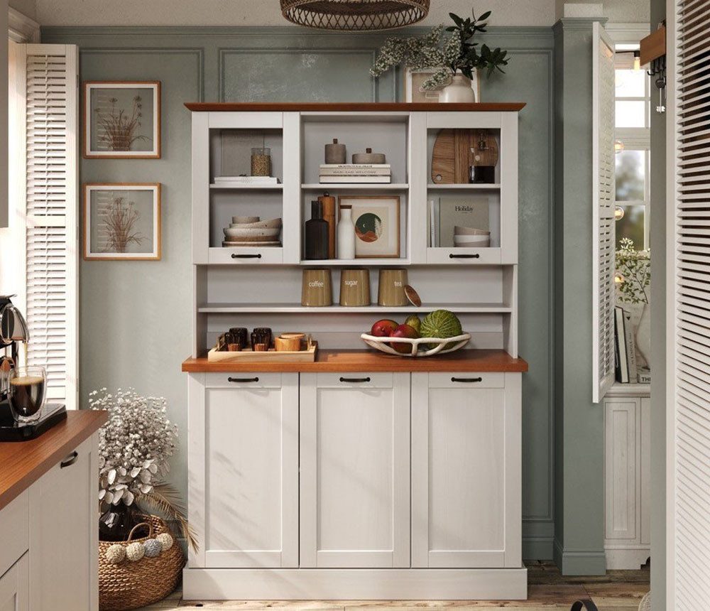Home affaire Küchenbuffet Teramo Breite/Höhe 126/181 cm, mit Metallgriffen