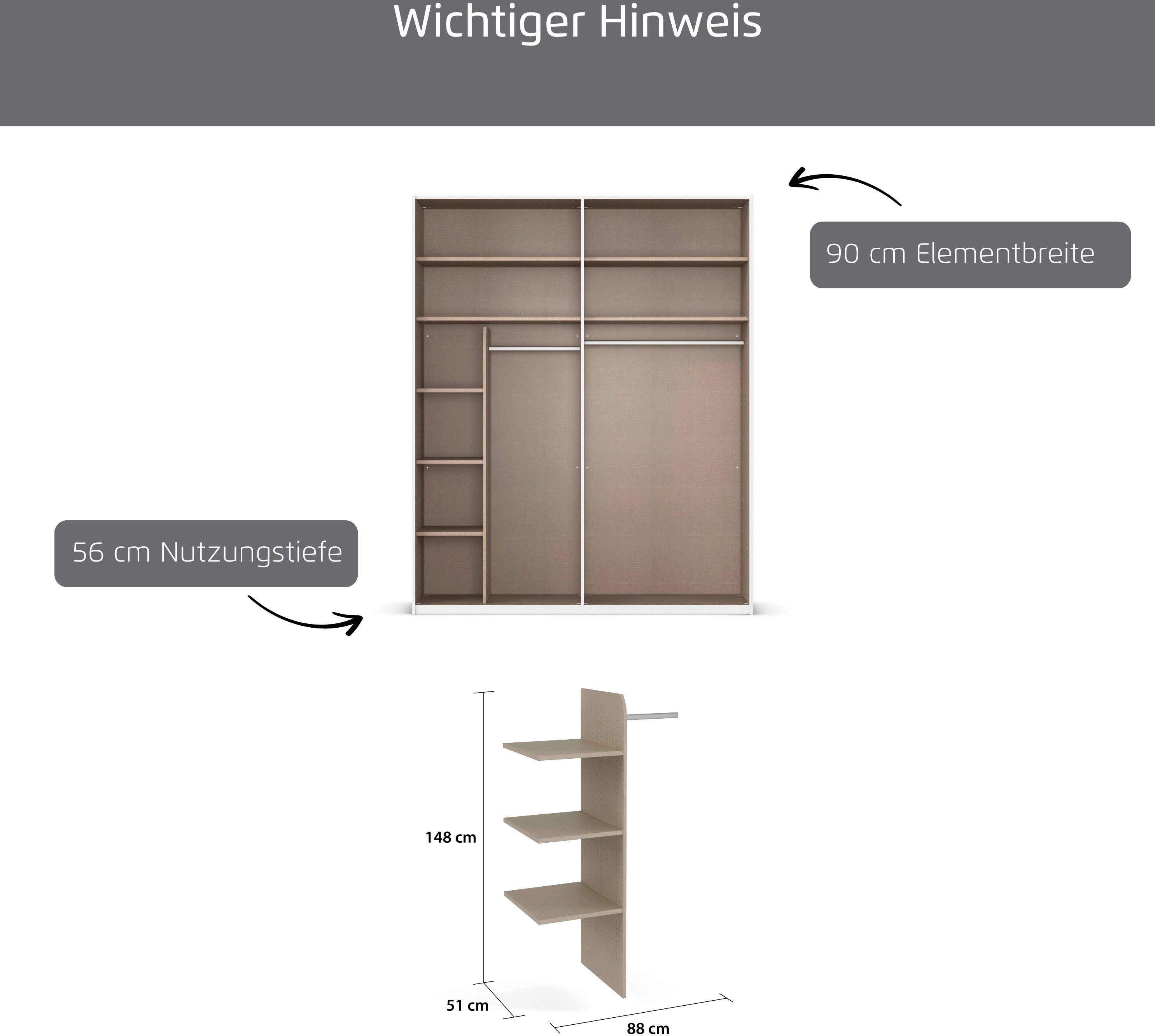 rauch Inneneinteilung Zubehör für Rauch-Schwebetürenschränke ORANGE, Breite 88 cm, Tiefe 51 cm mit 3 Einlegeböden und 1 Kleiderstange