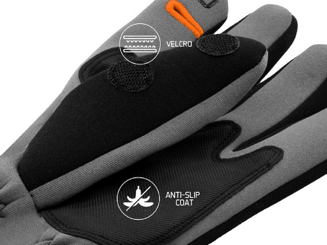 Dichtung Delphin Spinnfischen Delphin.sk Atak und Gummi Klettverschlussband eingenähtem Neoprenhandschuhe einem aus Anglerhandschuhe free Neoprenhandschuhe