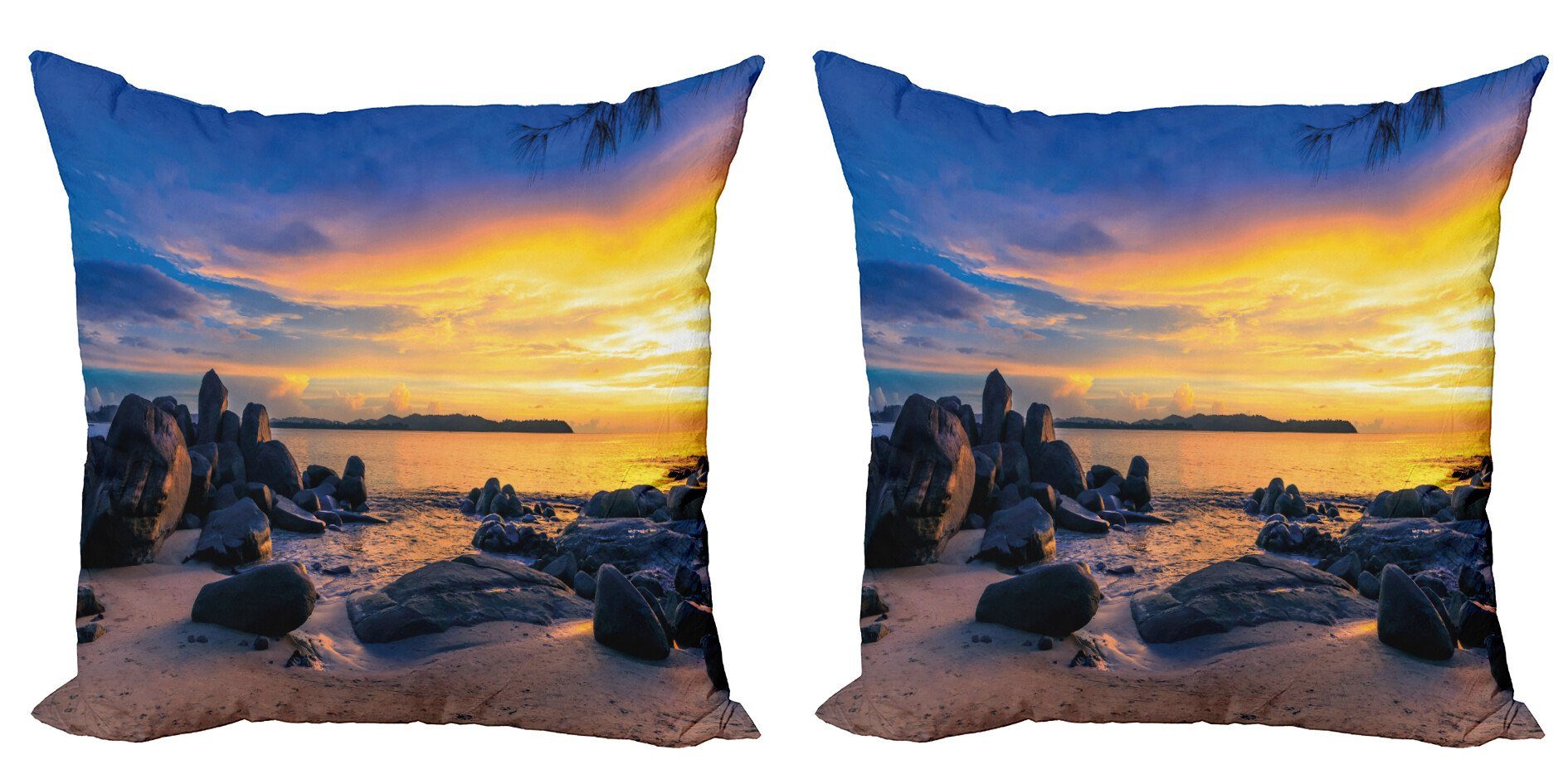 Kissenbezüge Modern Accent Horizon (2 Doppelseitiger Tropisch View Sky Abakuhaus Stück), Digitaldruck, Beach