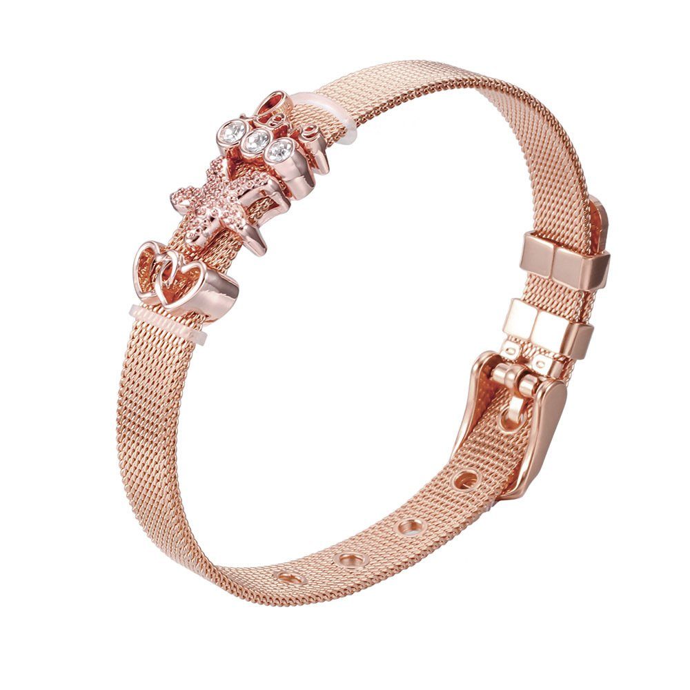 "Herzchen" mit Heideman und Milanaise (Armband, rosegold "Stern" Geschenkverpackung), Armband inkl. verschiedenen Charms