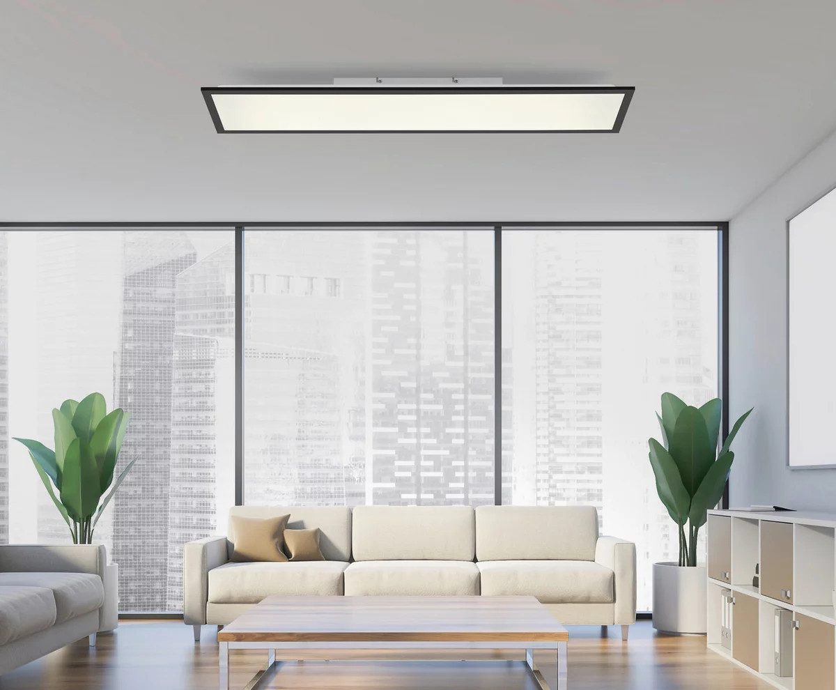 JUST LIGHT LED Deckenleuchte "Flat" 24 W, CCT Farbwechsel, Fernbedienung, 100x25 cm, Deckenlampe, Wohnzimmer Lampe