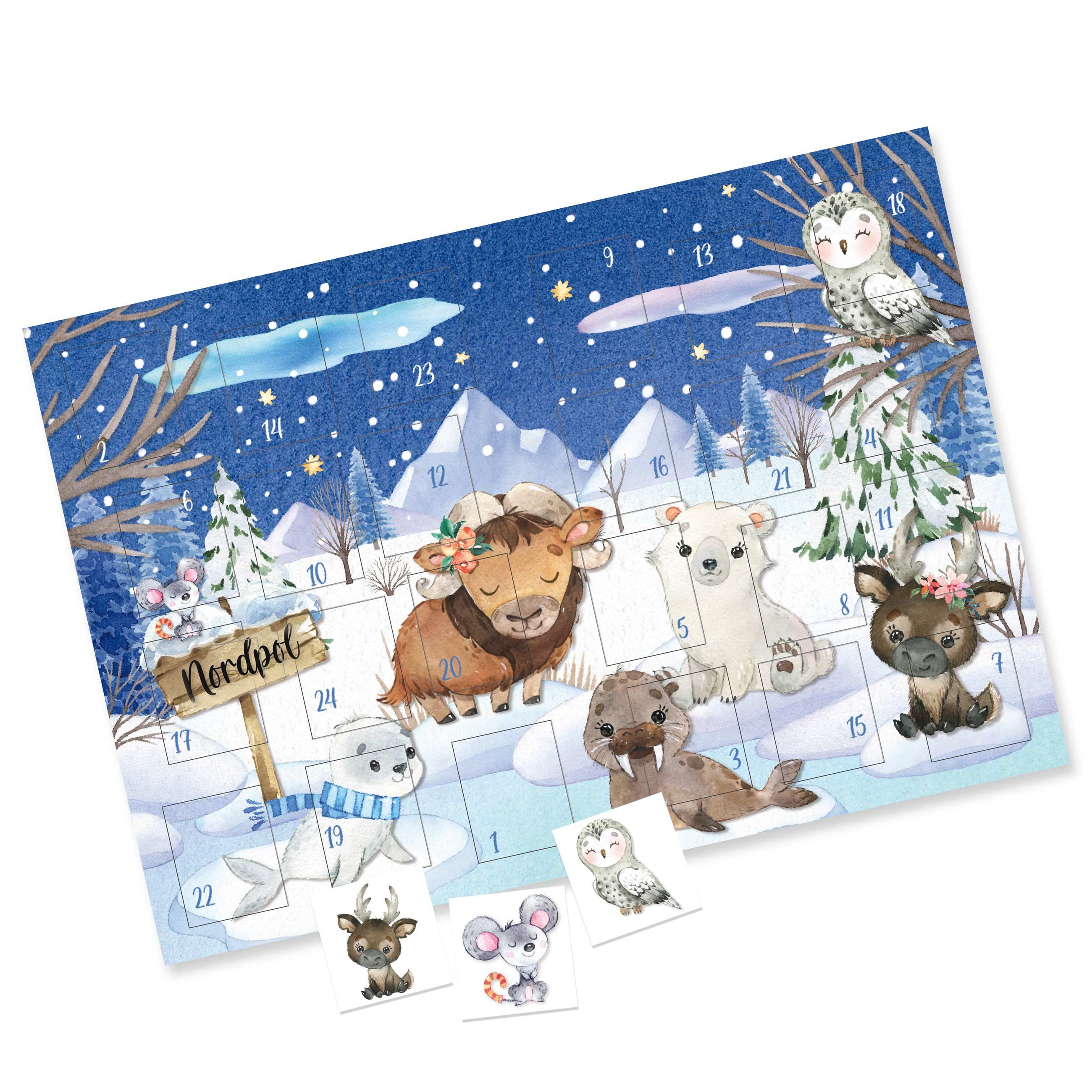 PAPIERDRACHEN Adventskalender Tattoo-Adventskalender (Adventskalender mit 24 Tattoos - kindgerechte Designs - erhältlich in vier verschiedenen Designs)