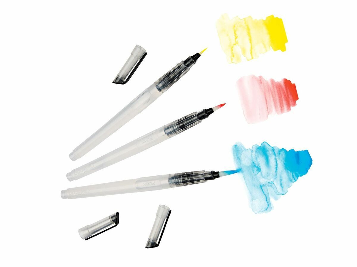 Crelando Pinselstift 3er Set Crelando Wasserpinsel, (3-tlg), für alle Nass- und Aquarelltechniken