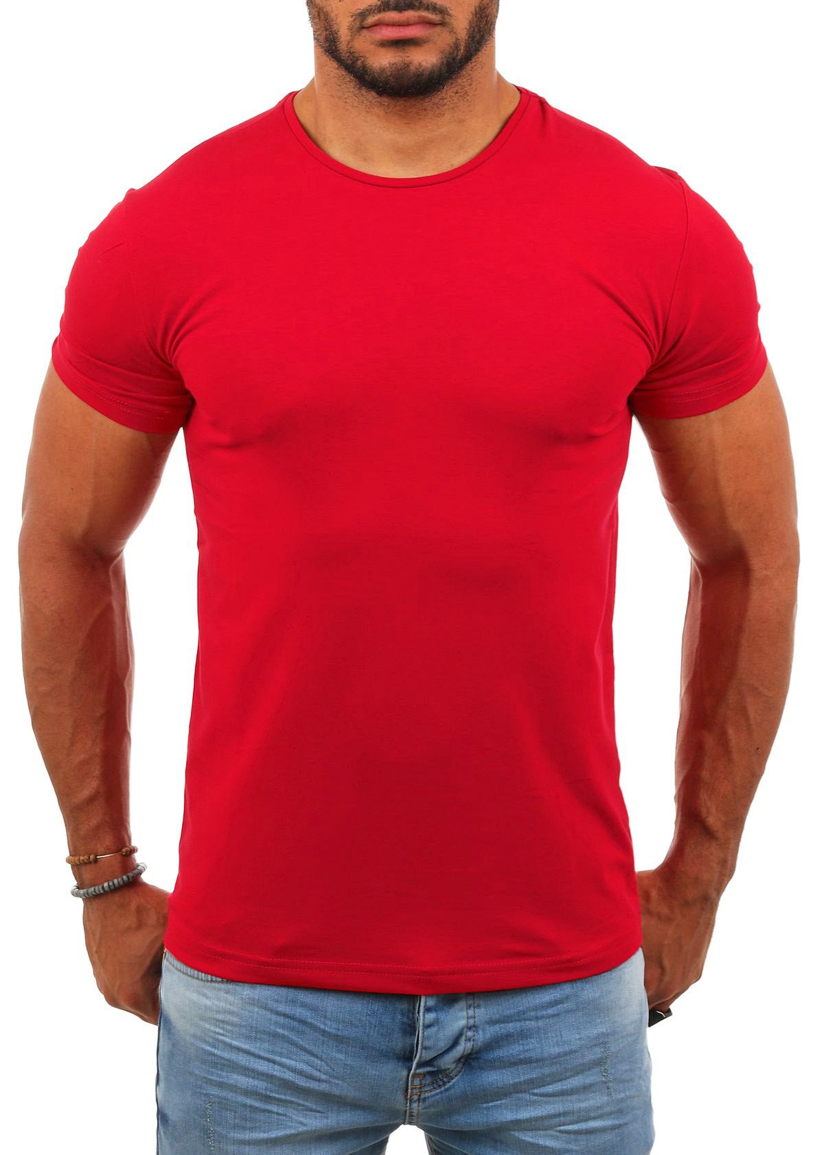 Young & Rich T-Shirt Herren Uni Basic rundhals Ausschnitt Unterziehshirt 1701 Rundhalsauschnitt unifarben kurzarm regular fit