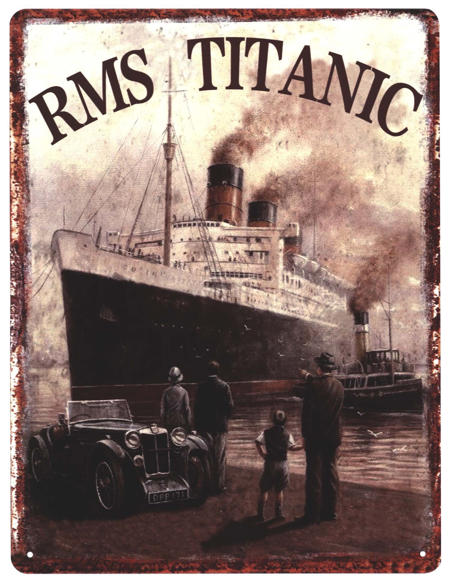 Metallschild Blechschild RMS Titanic Schiff