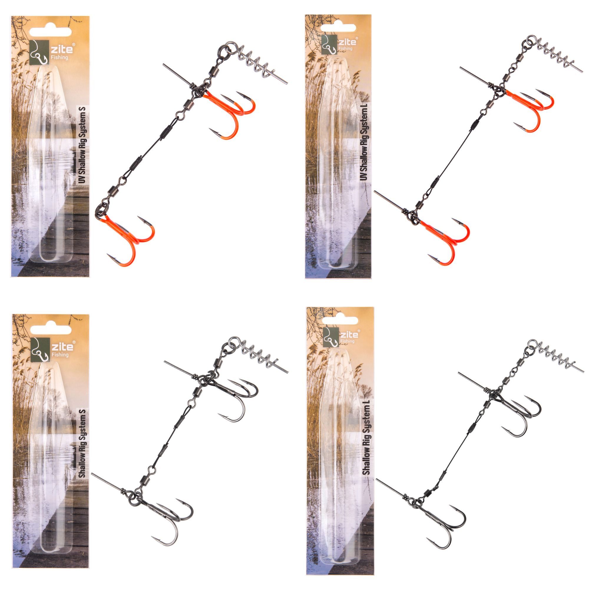 Drillingshaken Shallow Rig Screw-In Hechtsysteme Set Gummifische Raubfischangeln