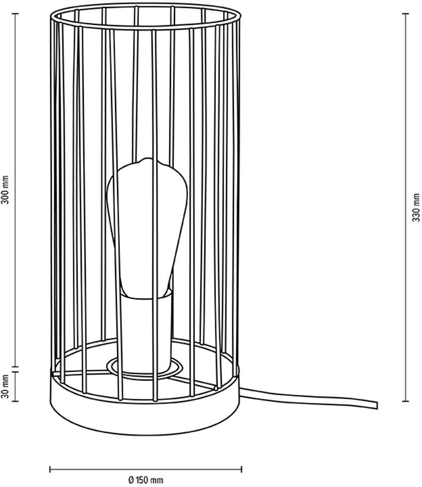 Leuchtmittel, Leuchte Drahtschirm Dekorative Swan, mit BRITOP aus Eichenholz, Zertifiziert, Tischleuchte ohne wechselbar, FSC® Leuchtmittel LIGHTING