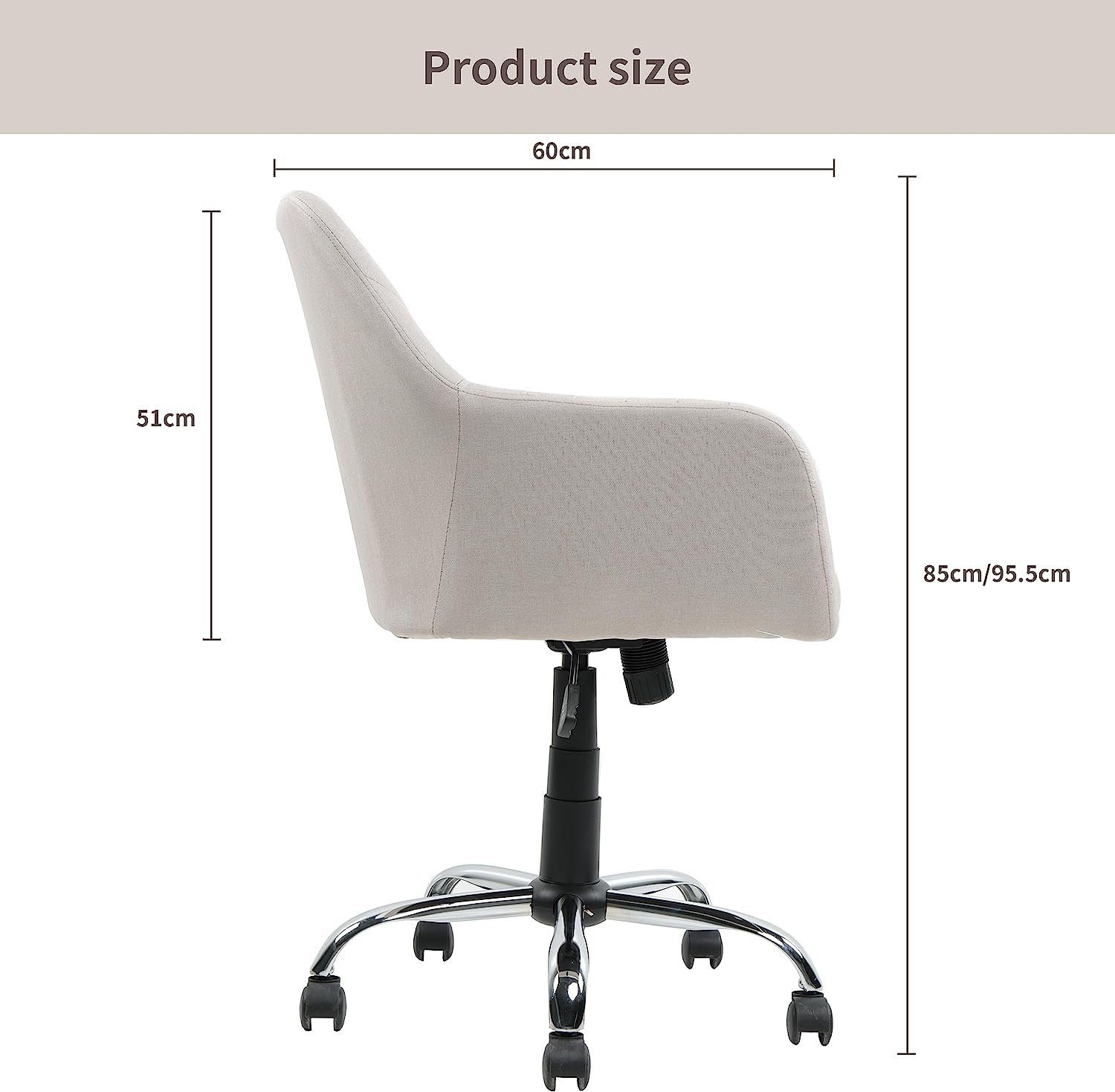 Drehstuhl cm 60 85-95.5 (Home-Office-Stuhl, Schwenkbaren x 1 x Höhenverstellbarer Ergonomischer Bürostuhl 360° 60 Solu Creme Schreibtischstuhl, St), Atmungsaktiv, Super Weiß,