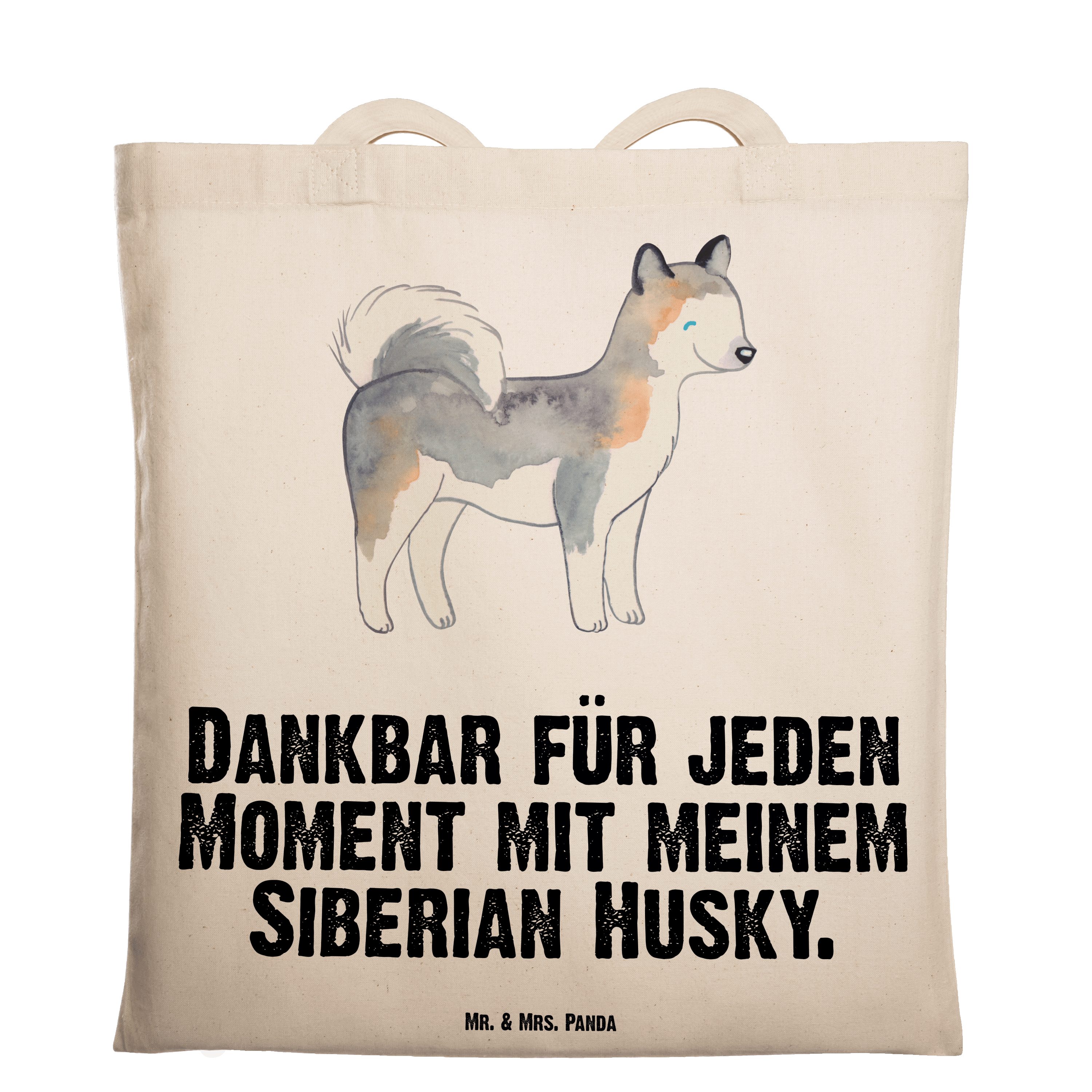 Mr. & Mrs. Panda Tragetasche Siberian Husky Moment - Transparent - Geschenk, Beutel, Tierfreund, W (1-tlg)