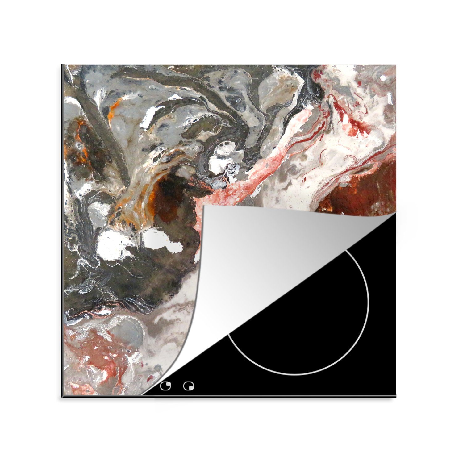 MuchoWow Herdblende-/Abdeckplatte Pflastersteine - Granit - Regenbogen, Vinyl, (1 tlg), 78x78 cm, Ceranfeldabdeckung, Arbeitsplatte für küche