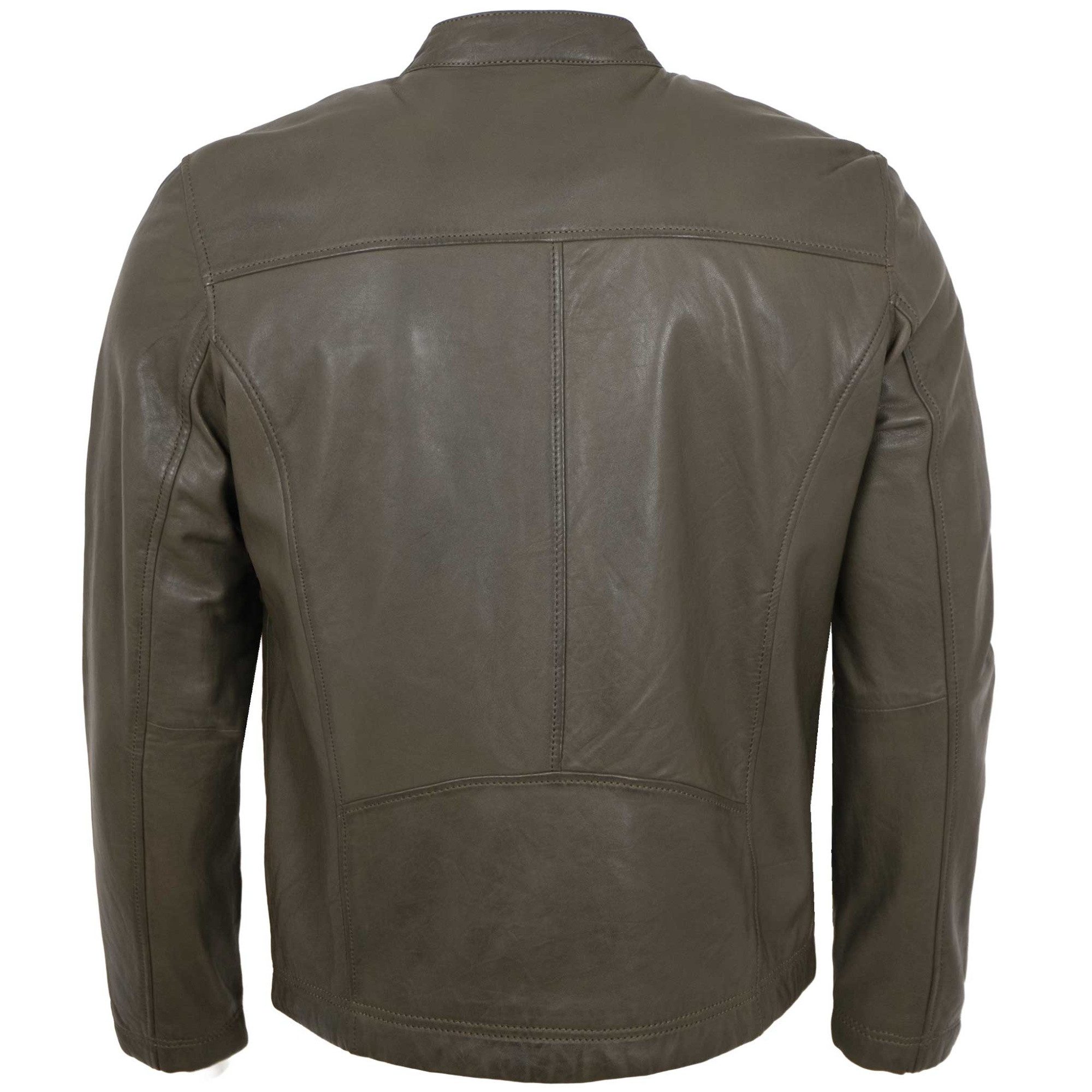 Jilani Lederjacke Jamie Jilani - Herren Lederjacke Lammnappa grün-grau