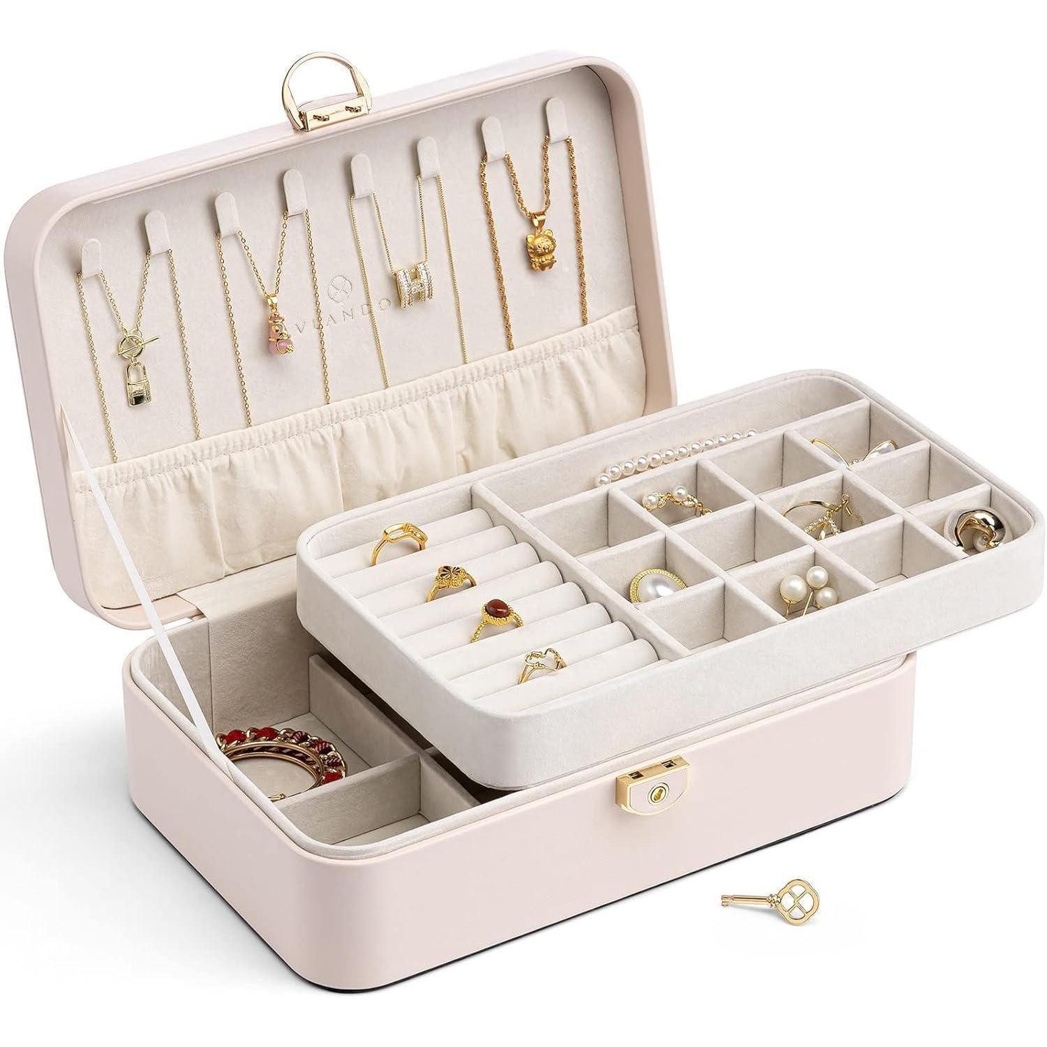 LuxusKollektion Schmuckkasten Schmuckkästchen Mädchen Damen Doppelschicht abschließbar Organizer