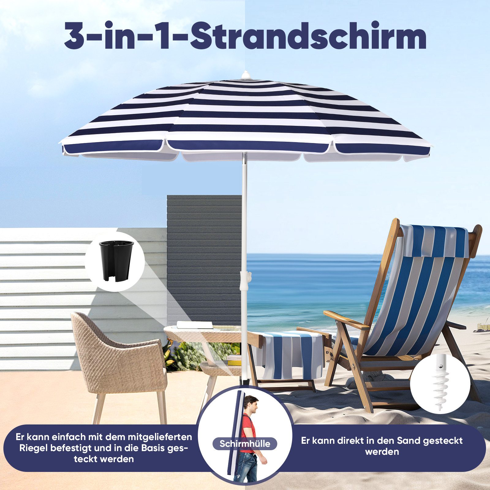 Sekey Sonnenschirm Ø180 cm Balkonschirm Terrassenschirm günstig online kaufen