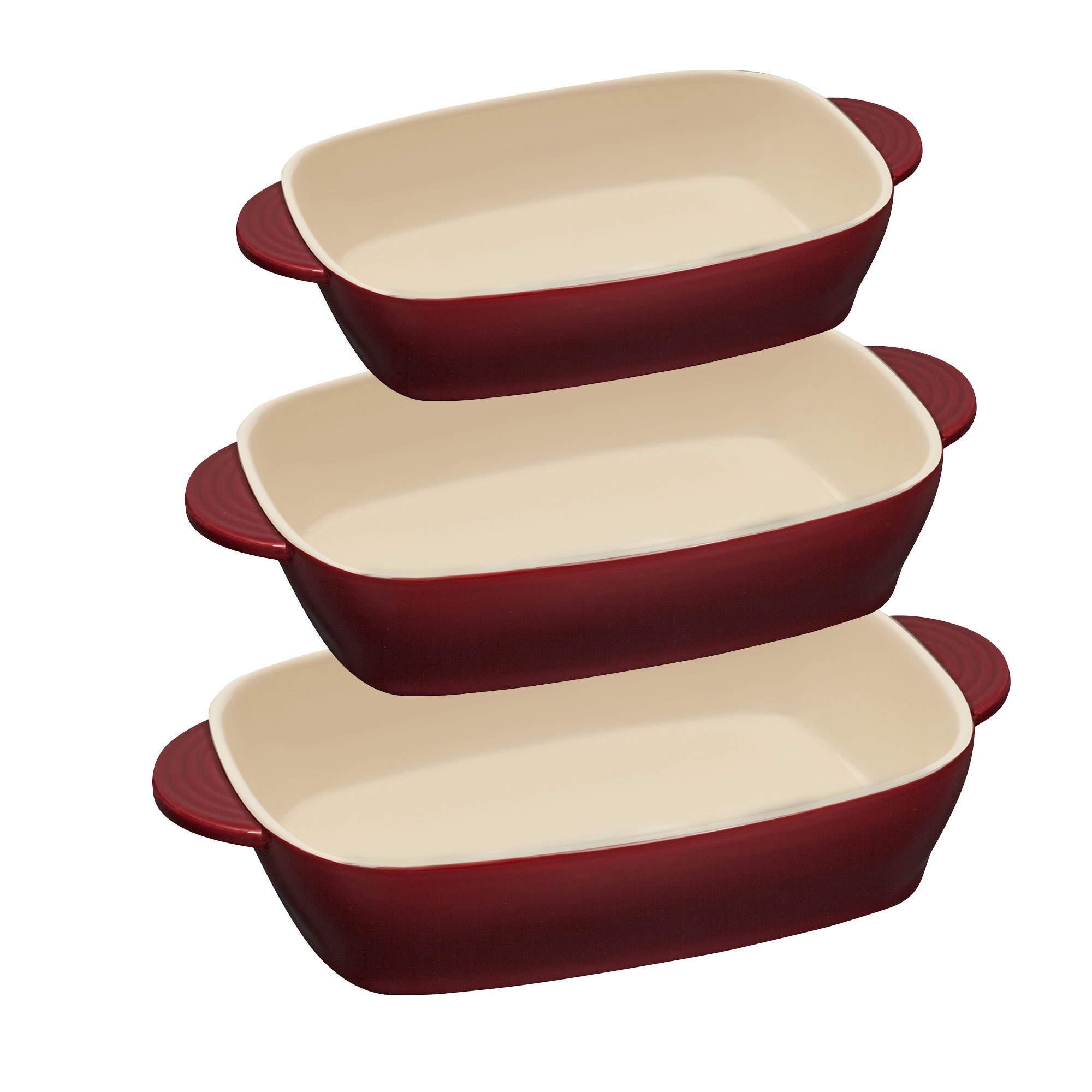 RESTO Kitchenware Backform FORNAX Auflaufform-Set, 3-teilig, aus Keramik, rechteckig, (Set 3-tlg), Kratzbeständig