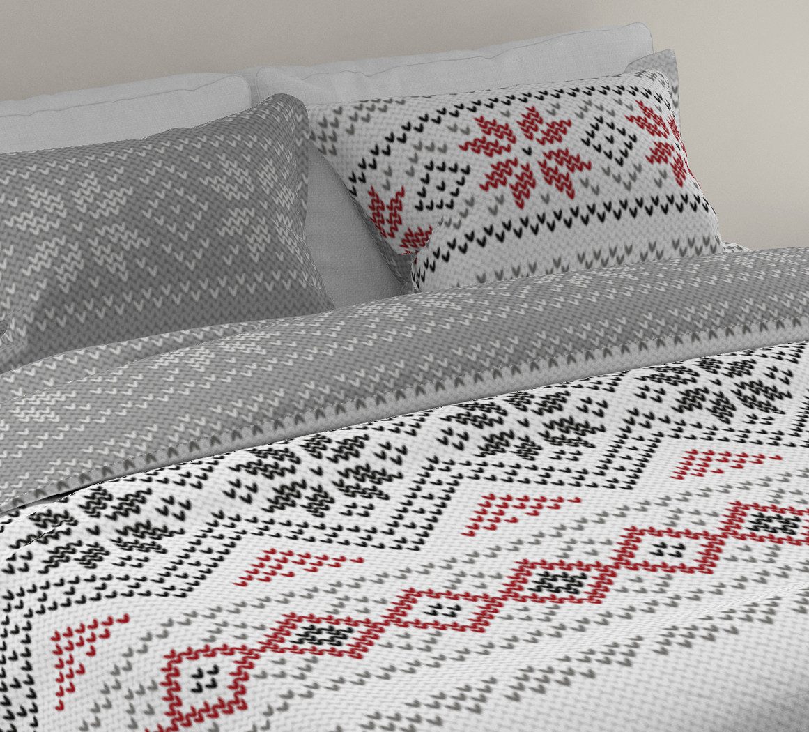 texpot Bettwäsche Wendebettwäsche Flannel Schneeflocken Baumwolle, 2 teilig