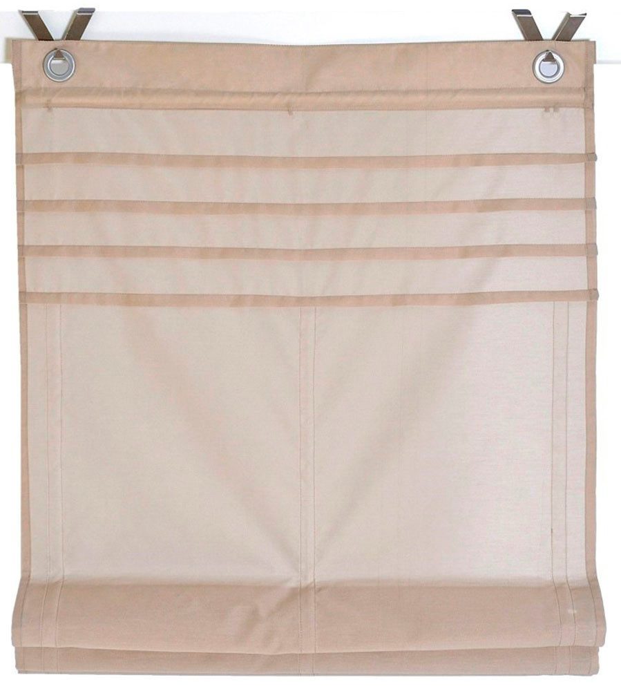 Kutti Raffrollo Kessy Biese, mit Hakenaufhängung, ohne Bohren, halbtransparent, Baumwolle, Polyester, Hakenaufhängung