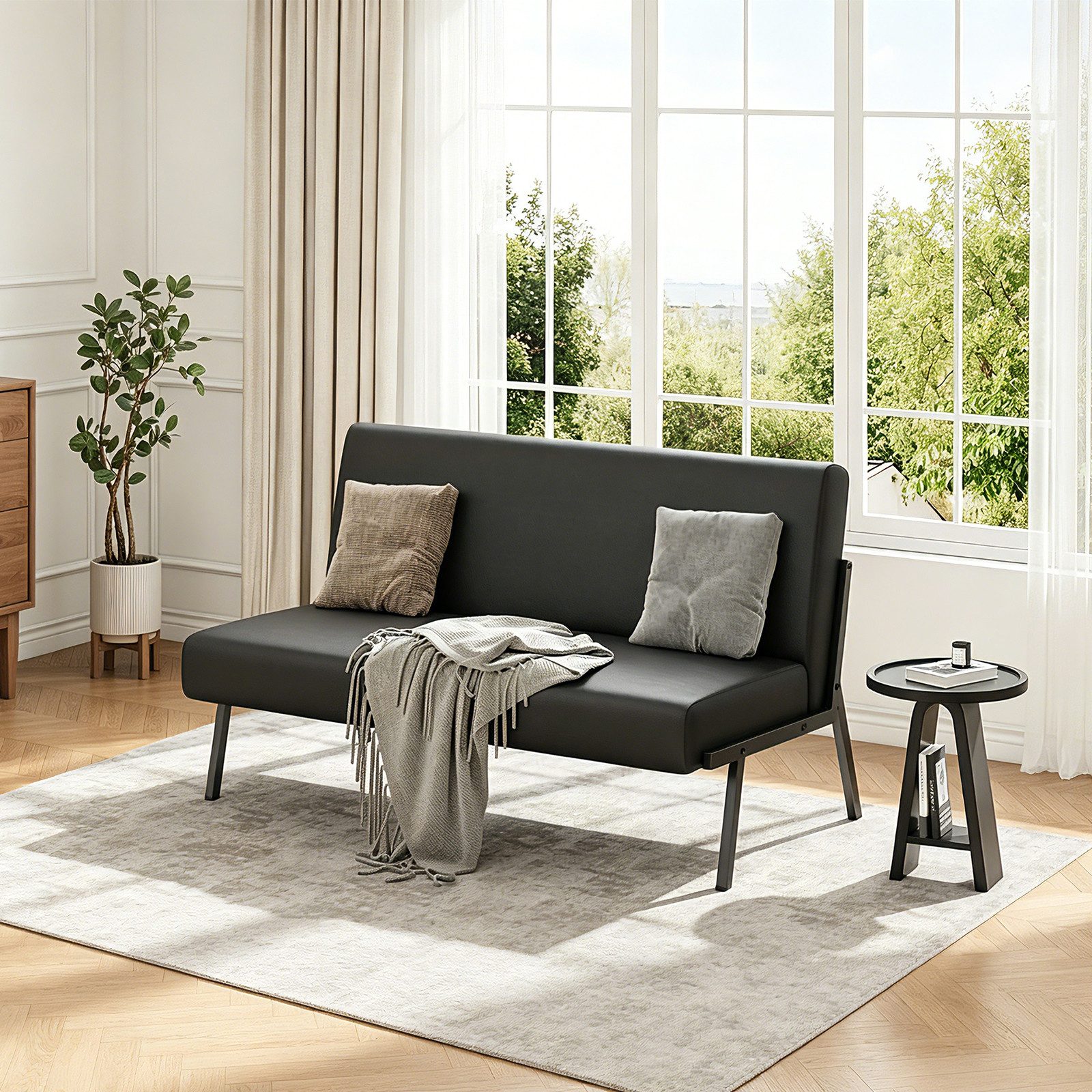 OUNUO Sofa 2 Sitzer Couch mit Metallrahmen Doppelsofa 150kg belastbar – Bild 4 von 5