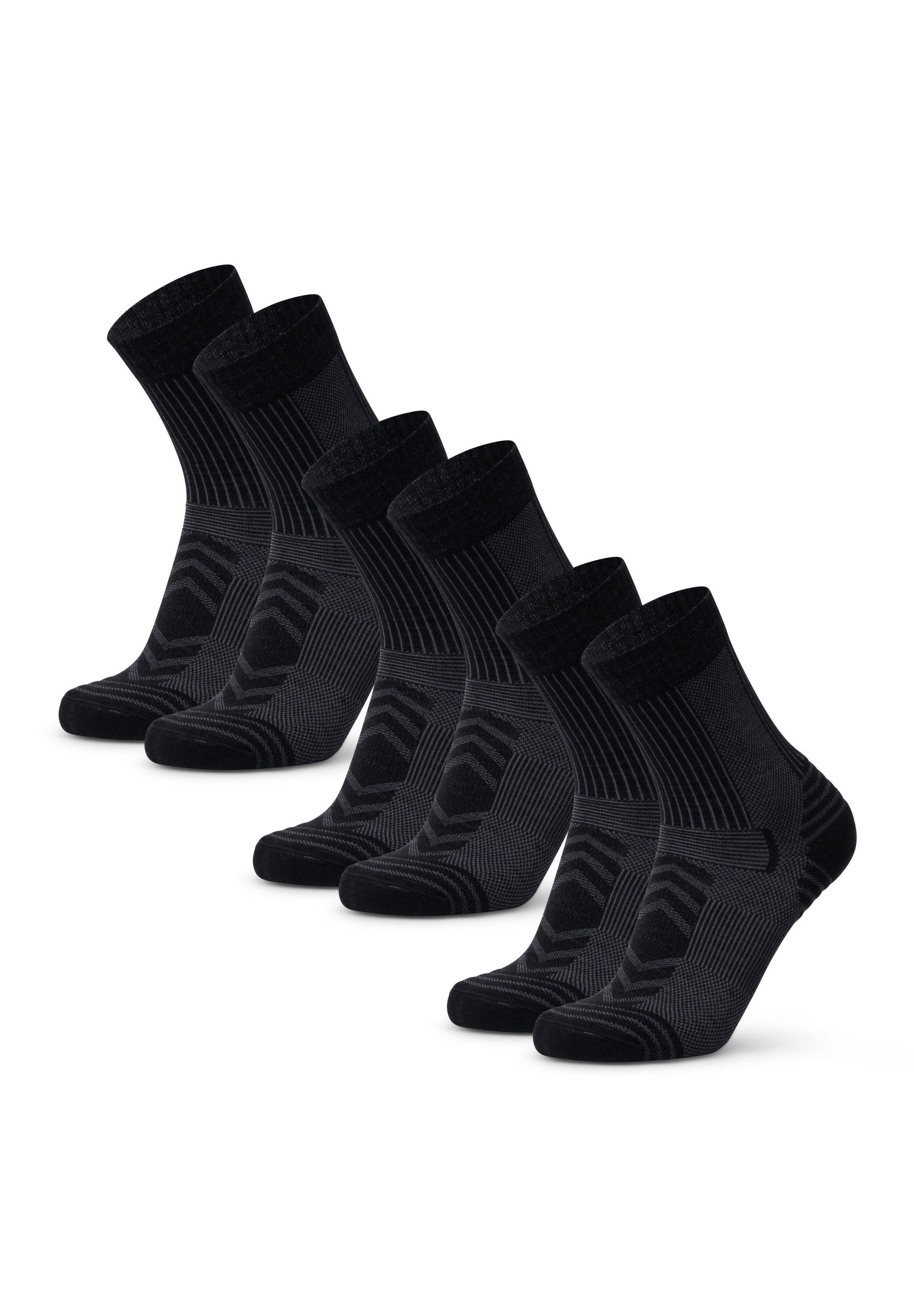 DANISH ENDURANCE Basicsocken Light Hiking Crew (3-Paar) Leicht & gepolstert, Anti-Blasen Socken, Ideal zum Wandern