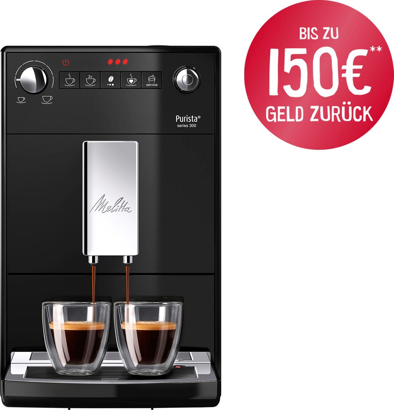 Melitta Kaffeevollautomat Purista® extra & Lieblingskaffee-Funktion, F230-102, leise kompakt schwarz