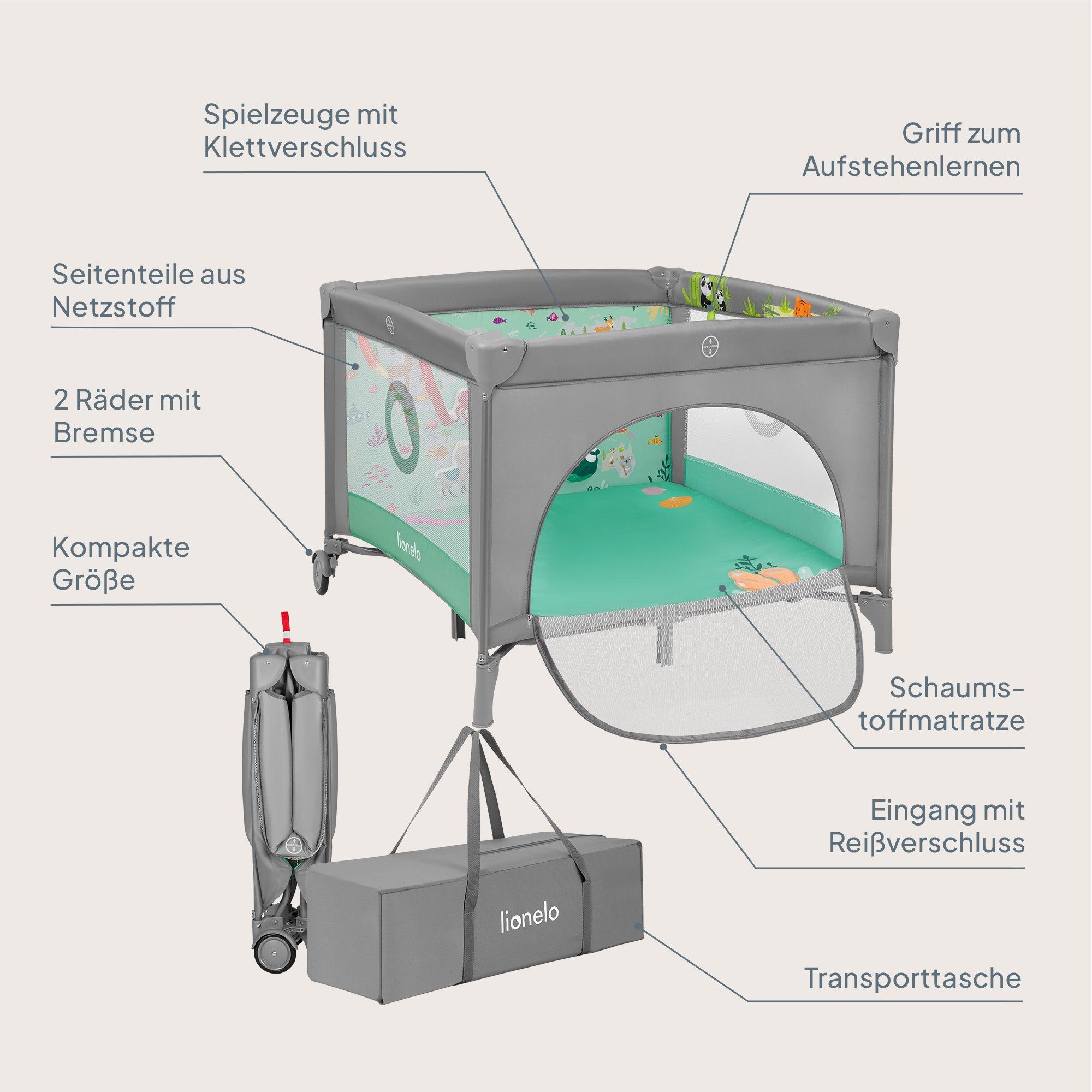 lionelo Laufgitter MILLE PLUS (Set mit Lernmatte und Tragetasche), Matratze günstig online kaufen