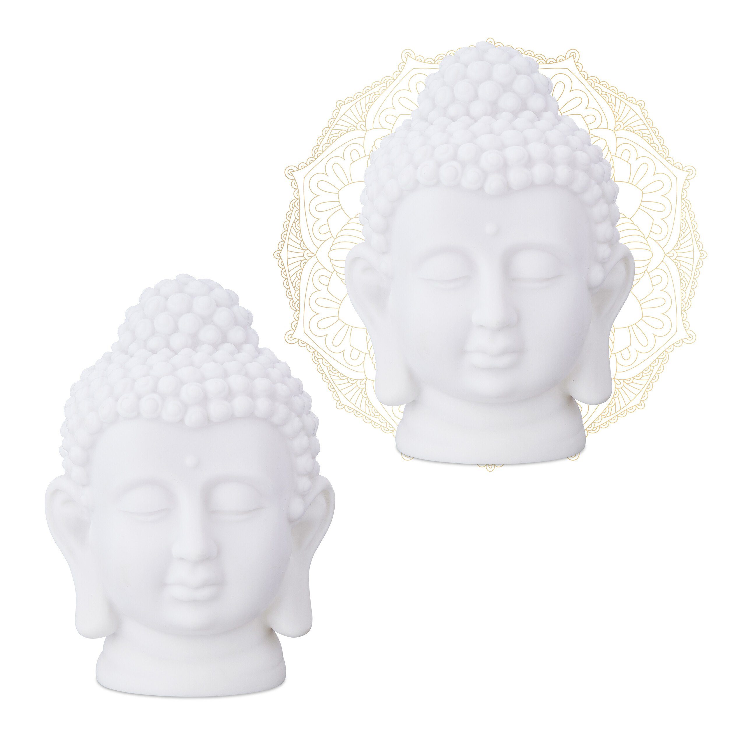 relaxdays Buddhafigur 2 x Buddha Kopf