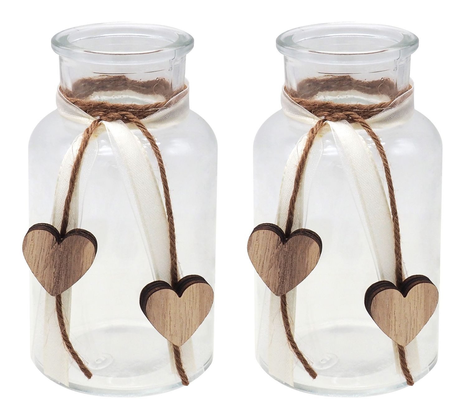 ZauberDeko Tischvase 2 Vasen Hochzeit Vintage Tischdeko Gläser Herz Deko Geburtstag ANNA
