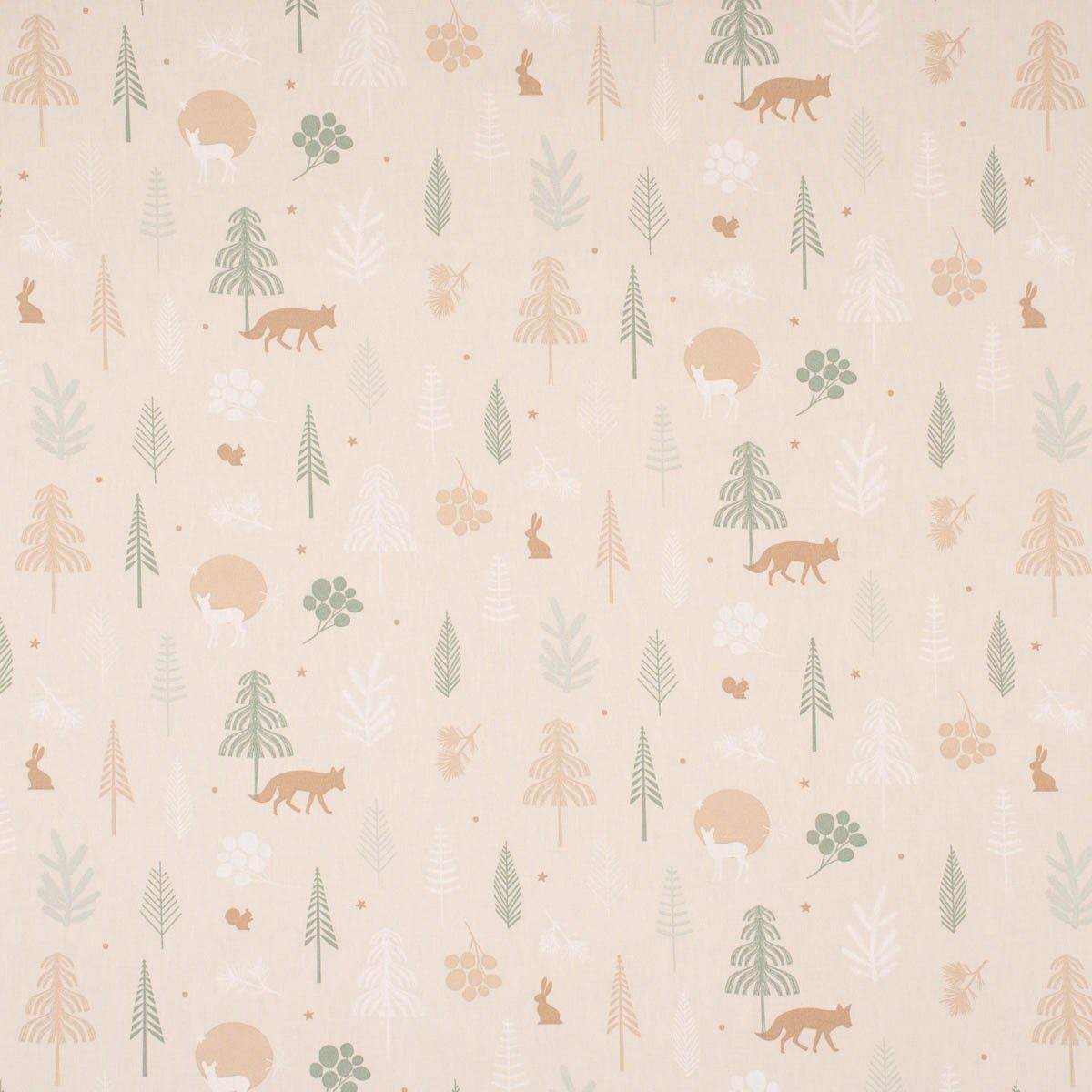 SCHÖNER LEBEN. Tischläufer SCHÖNER LEBEN. Tischläufer Cold Forest Animals Bäume Waldtiere beige