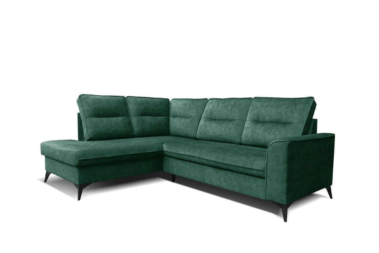 robin Ecksofa Camel Ecksofa mit Schlaffunktion Bettkasten 5 Abnehmbare Rückenkissen BOOTLE GREEN