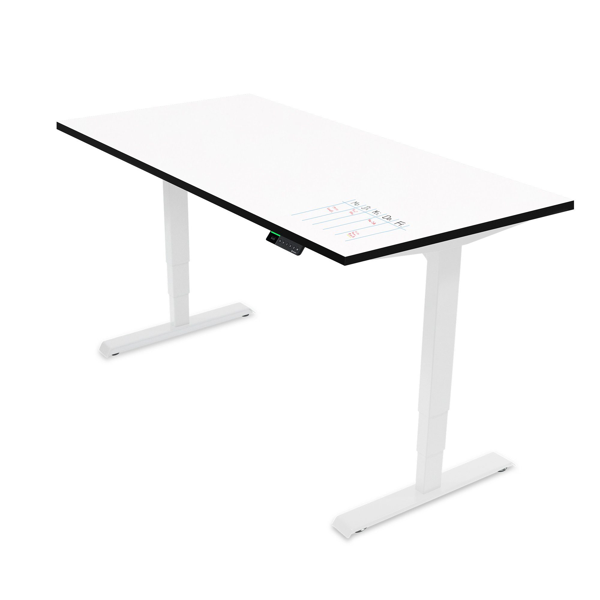 Ergotopia Schreibtisch Desktopia Draw (höhenverstellbarer Schreibtisch mit Whiteboard Platte, Beschreibbarer Schreibtisch höhenverstellbar), mit OLED Display & Smarter Erinnerungsfunktion Weiß