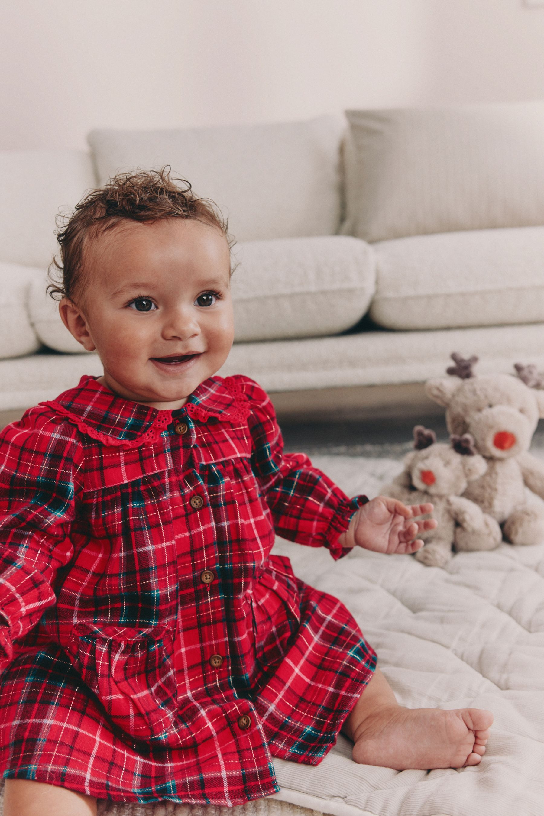 Next Karokleid Baby Kleid mit langen Ärmeln und Kragen (1-tlg)