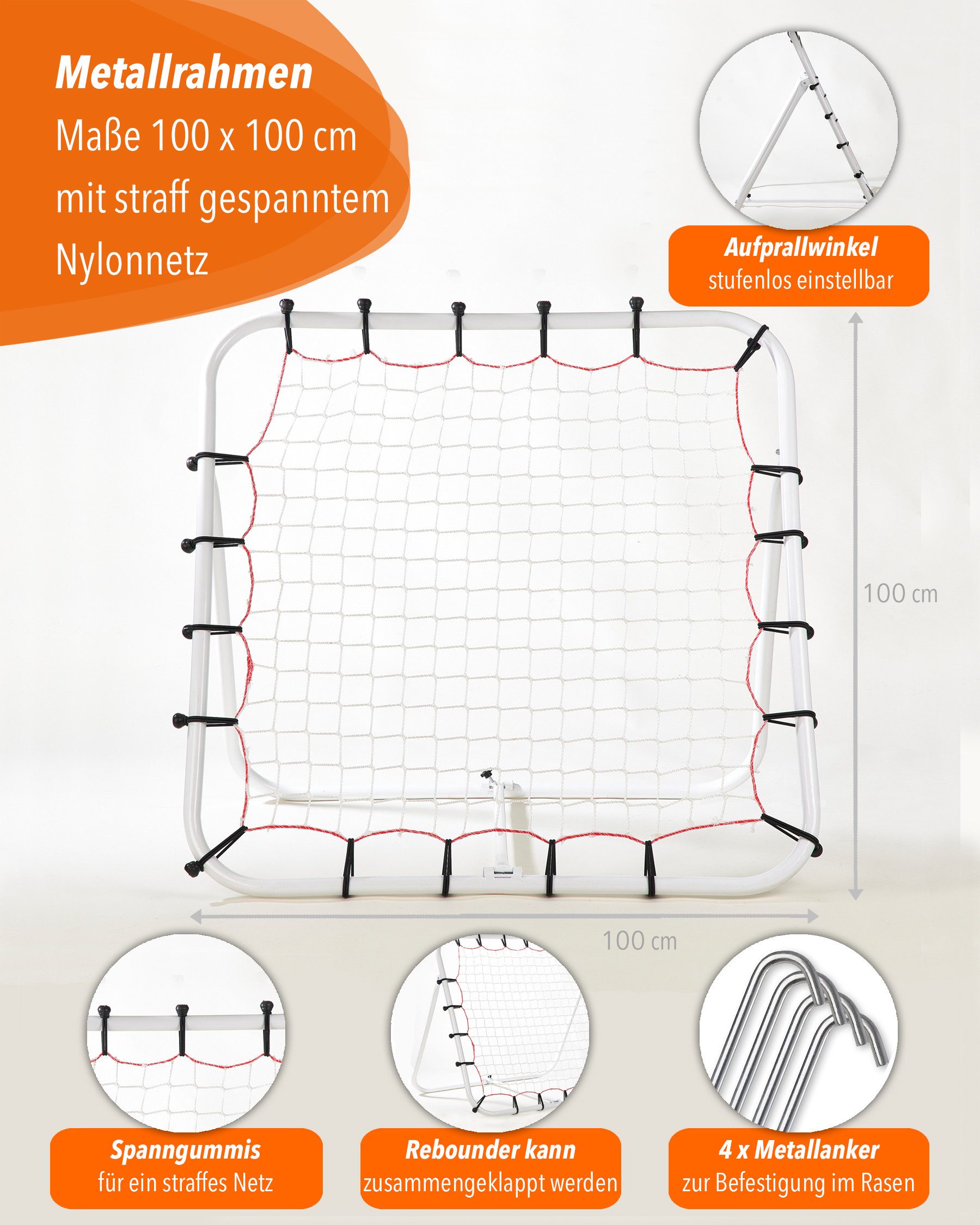 SPORTIKEL24 Fußballtor Rebounder, Torprallwand, 100 cm x 100 cm