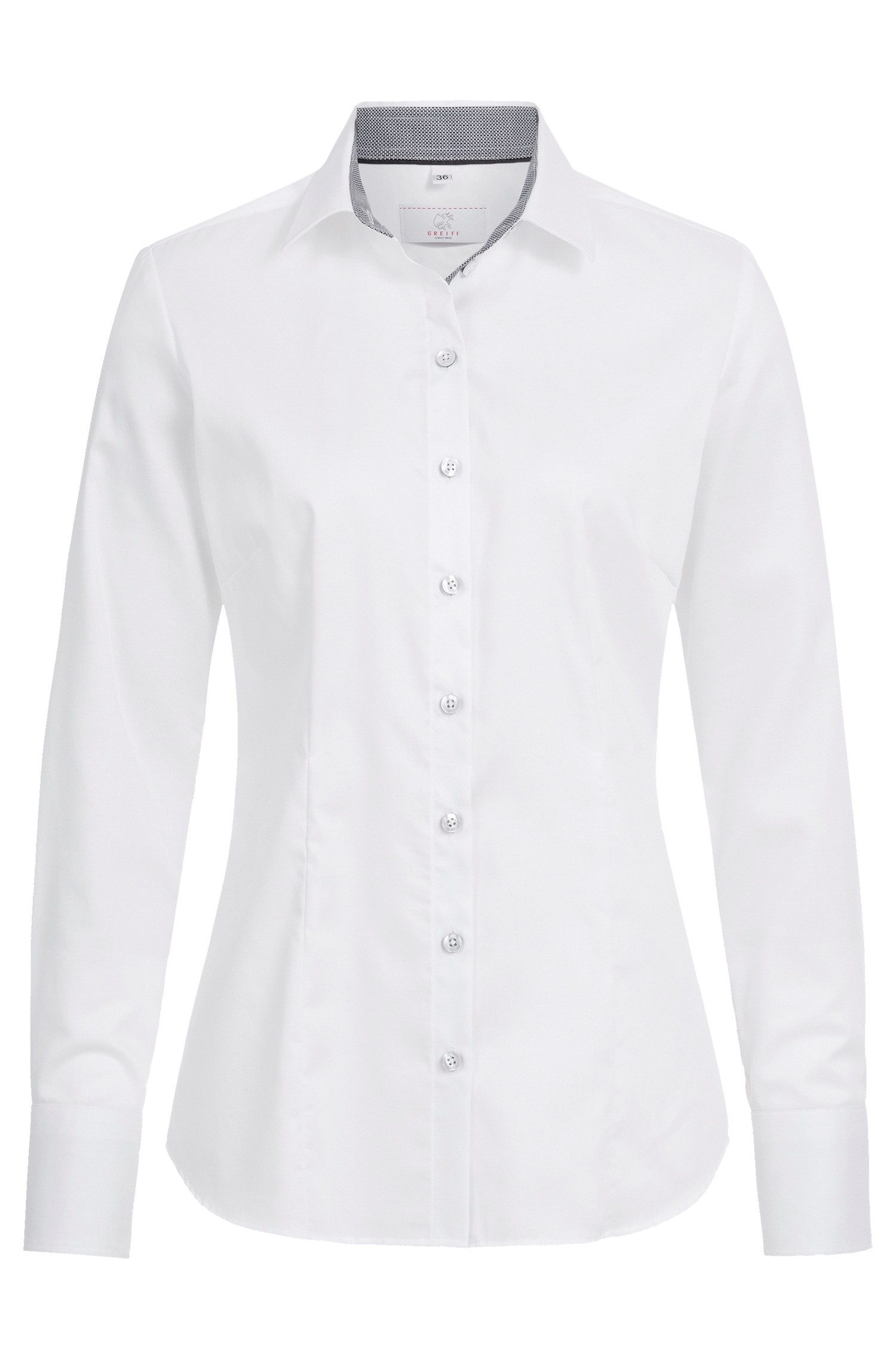 Langarmbluse Greiff Corporate Bluse PREMIUM Damen OEKO TEX® Weiß/Grau 34