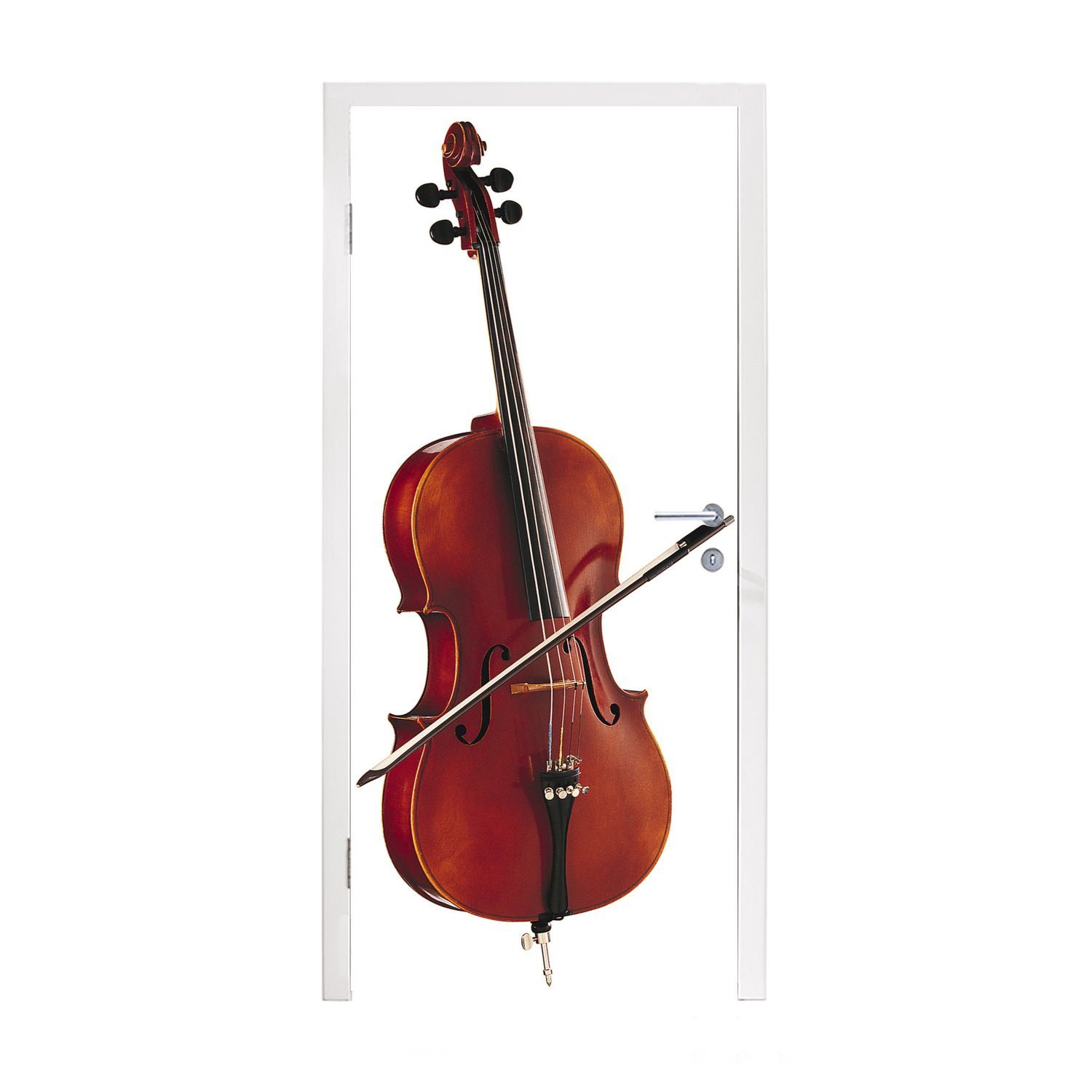MuchoWow Türtapete Porträtfoto eines Cellos, Matt, bedruckt, (1 St), Fototapete für Tür, Türaufkleber, 75x205 cm