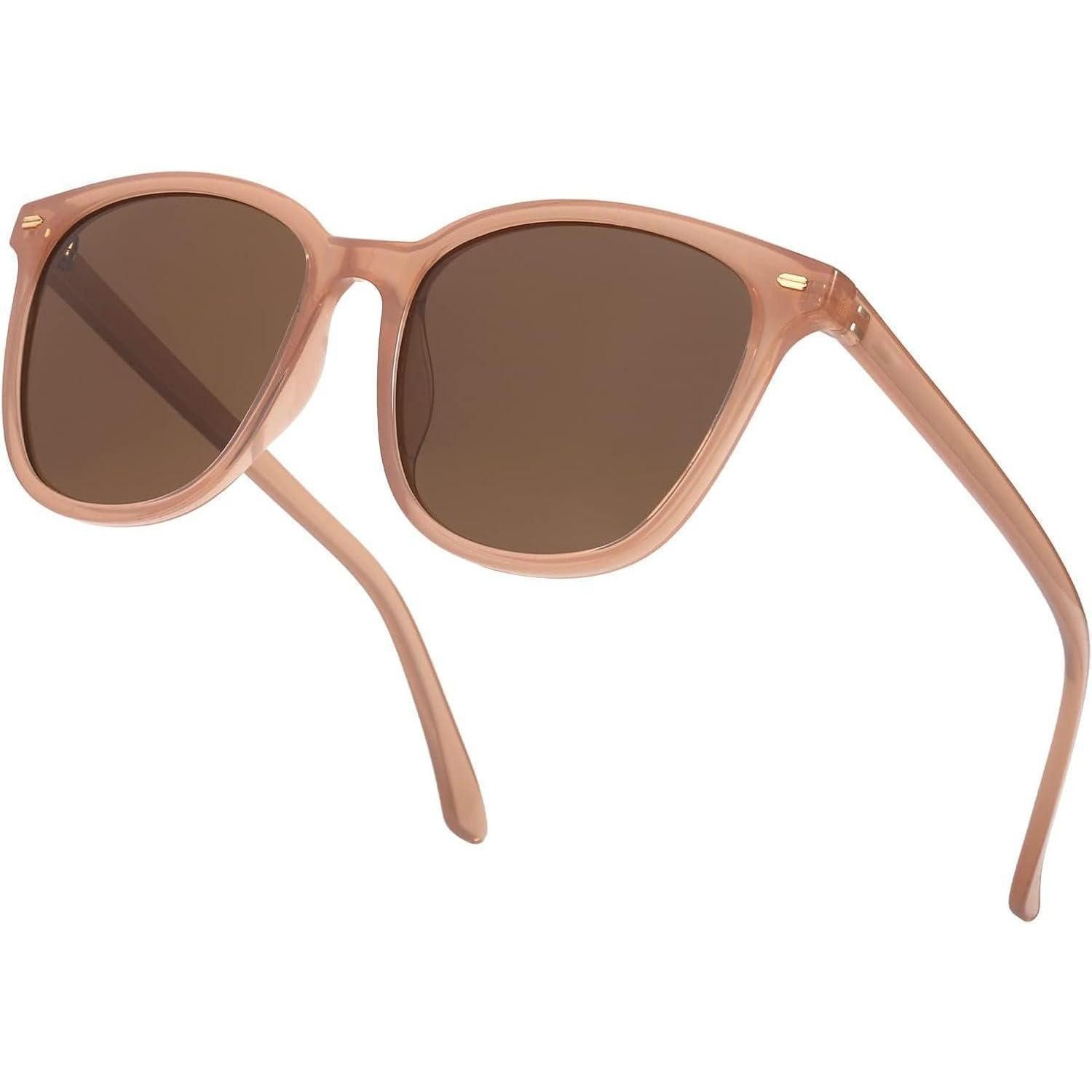 LuxusKollektion Wayfarer Sonnenbrille Polarisierte Damen UV400 Verspiegelte Groß Kaffee Braun