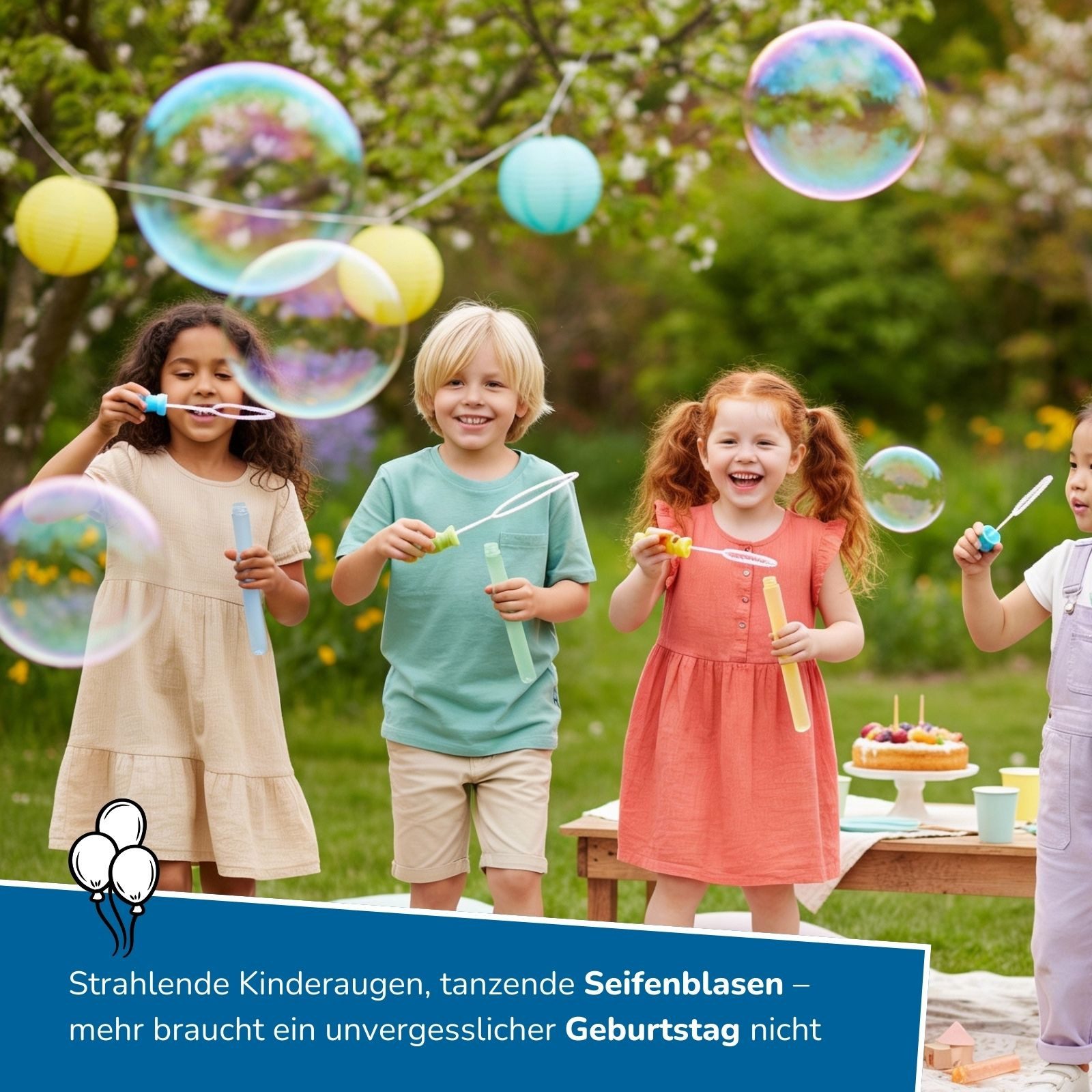 alldoro Seifenblasenstab 24er Set Seifenblasenstäbe XXL - Riesen Bubbles für Kinder ab 3 Jahre, 24 Seifenblasenschwerter gefüllt mit 120 ml Seifenblasenflüssigkeit