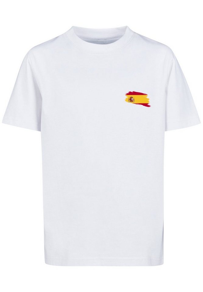 F4NT4STIC T-Shirt Spain Spanien Flagge Print, Das Model ist 145 cm groß und  trägt Größe 145/152