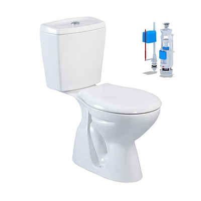 Belvit Tiefspül-WC S-ESW002, bodenstehend, Abgang senkrecht, Stand-WC mit Spülkasten und Soft-Close Deckel