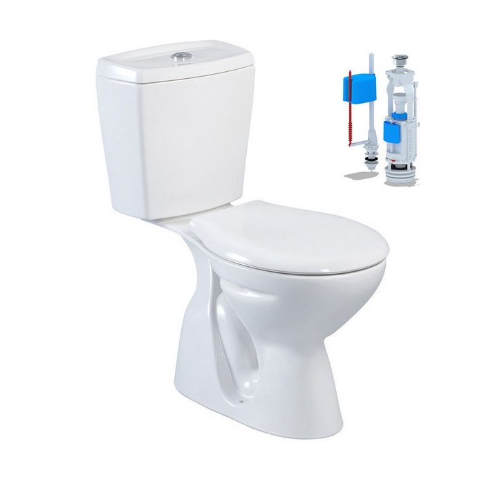 Belvit Tiefspül-WC S-ESW002 bodenstehend Abgang senkrecht Stand-WC mit Spülkasten und Soft-Close Deckel